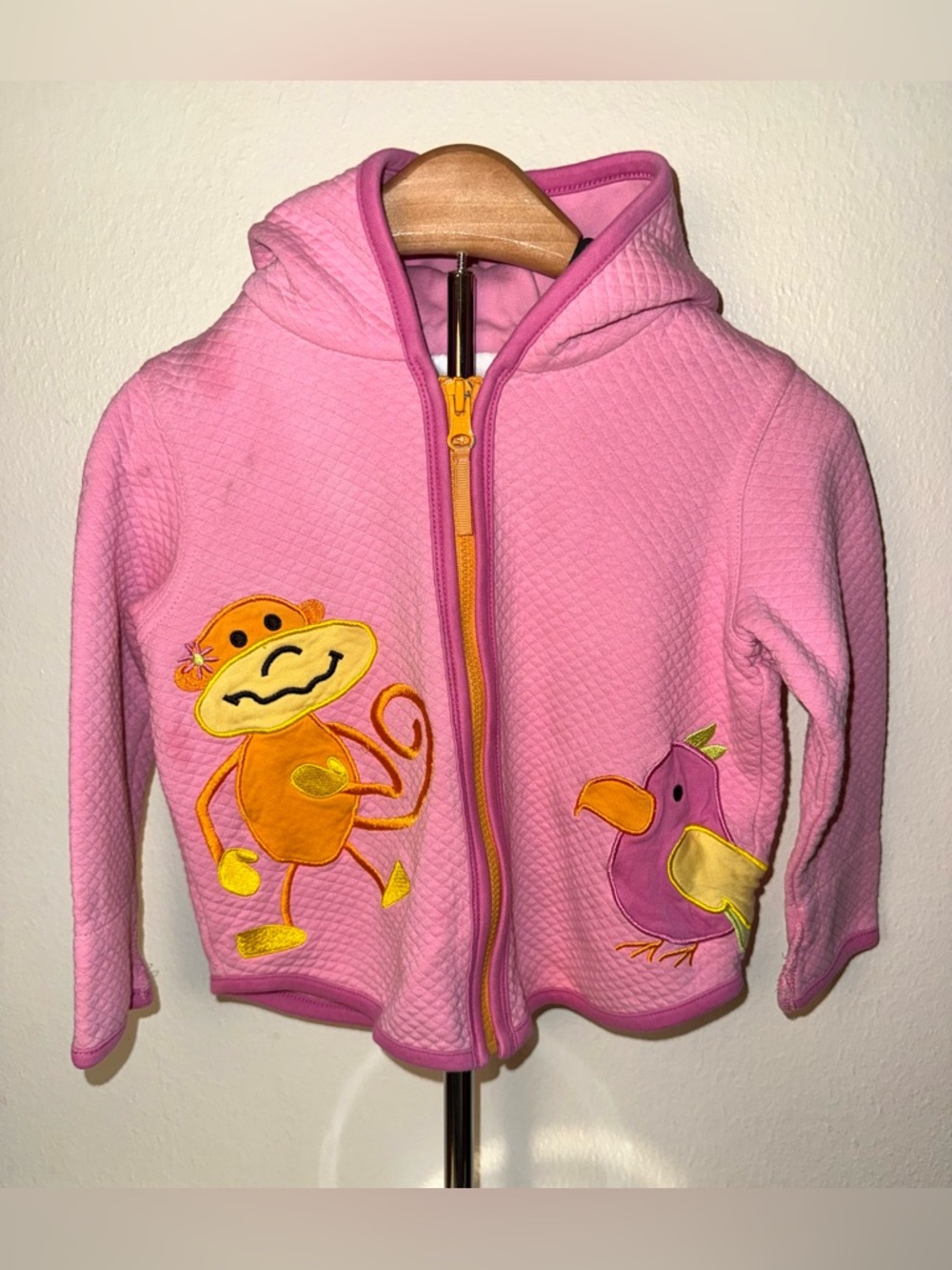 Hanna Andersson quilted Appy Jacket w/ monkey and bird appliqués, size 18-24 mos